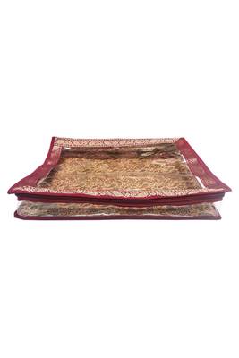 Shree Shyam Products Maroon Border Brocade Semi Transparent 2 Inch Saree Cover, 3 Pcs Set 2