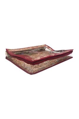 Shree Shyam Products Maroon Border Brocade Semi Transparent 2 Inch Saree Cover, 3 Pcs Set 3