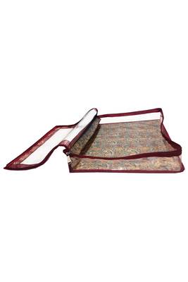 Shree Shyam Products Maroon Border Brocade Semi Transparent 2 Inch Saree Cover, 3 Pcs Set 4