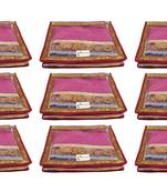 Shree Shyam Products Transparent Maroon Border 2 Inch Saree Cover, 9 Pcs Set