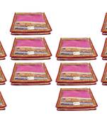 Shree Shyam Products Transparent Maroon Border 2 Inch Saree Cover, 12 Pcs Set