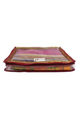Shree Shyam Products Transparent Maroon Border 2 Inch Saree Cover, 12 Pcs Set 2