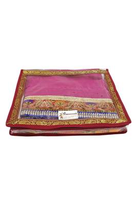 Shree Shyam Products Transparent Maroon Border 2 Inch Saree Cover, 12 Pcs Set 4