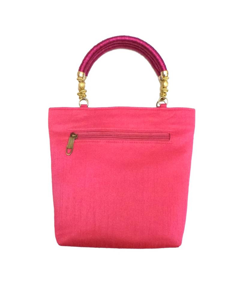 Classy Raw Silk Handbag (Pink) Bhamini Fashion 387211