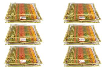Shree Shyam Products Transparent Golden Bow 2 Inch Saree Cover, 6 Pcs Set 1