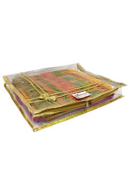 Shree Shyam Products Transparent Golden Bow 2 Inch Saree Cover, 9 Pcs Set 3