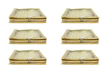 Shree Shyam Products Transparent Golden Dot Tissue 2 Inch Saree Cover, 6 Pcs Set 1