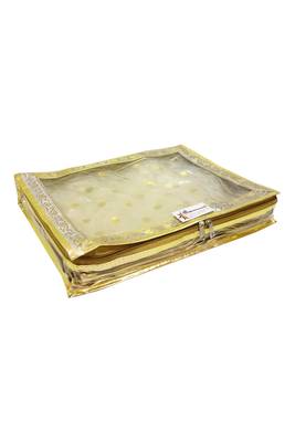 Shree Shyam Products Transparent Golden Dot Tissue 2 Inch Saree Cover, 6 Pcs Set 3