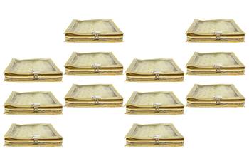 Shree Shyam Products Transparent Golden Dot Tissue 2 Inch Saree Cover, 12 Pcs Set 1
