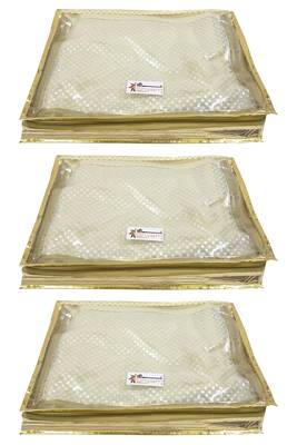 Shree Shyam Products Transparent Golden Dot 2 Inch Saree Cover, 3 Pcs Set 1