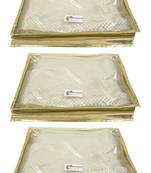 Shree Shyam Products Transparent Golden Dot 2 Inch Saree Cover, 3 Pcs Set