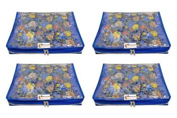 Shree Shyam Products Transparent With Bhagalpur Fabric 2 Inch Saree Cover, 4 Pcs Set 1