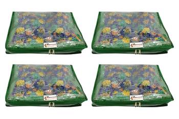 Shree Shyam Products Transparent With Bhagalpur Fabric 2 Inch Saree Cover, 4 Pcs Set 1