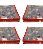 Shree Shyam Products Transparent With Bhagalpur Fabric 2 Inch Saree Cover, 4 Pcs Set