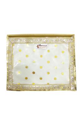 Shree Shyam Products Golden Lace Border Polka Dot Transparent Single Saree Cover, 12 Pcs Set 2