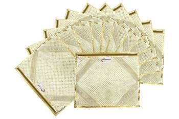Shree Shyam Products Golden Lace Border Small Dot Transparent Single Saree Cover, 12 Pcs Set 1