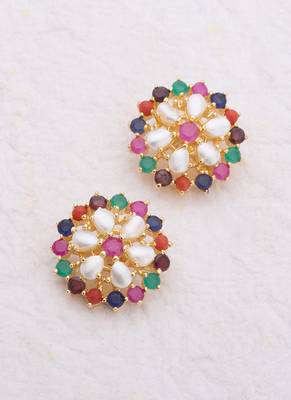 Colorful Gem Embellished Stud Earrings 1