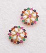 Colorful Gem Embellished Stud Earrings