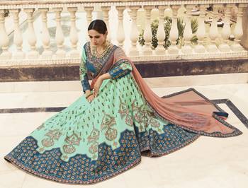 Sea Green Embroidered Silk Semi Stitched Lehenga 2