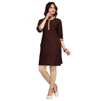 Brown plain cotton kurti 1