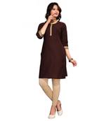 Brown plain cotton kurti