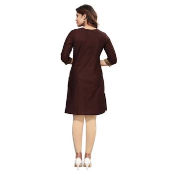 Brown plain cotton kurti 2