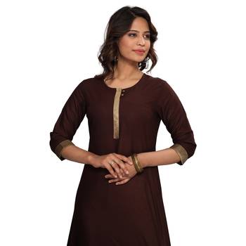 Brown plain cotton kurti 4