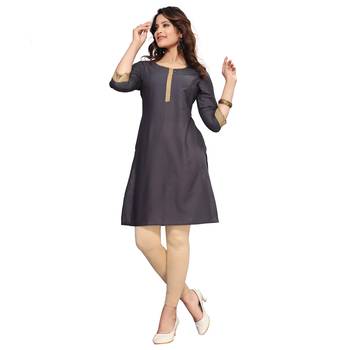 Grey plain cotton kurti 1
