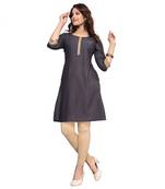 Grey plain cotton kurti