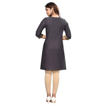 Grey plain cotton kurti 2