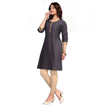 Grey plain cotton kurti 3