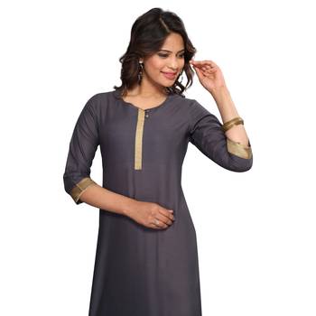 Grey plain cotton kurti 4