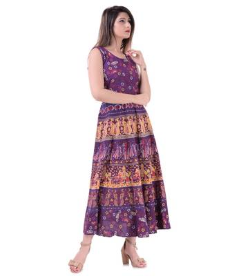 Jaipuri Stylist  Cotton Printed Women's Maxi Long Dress  1