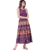Jaipuri Stylist  Cotton Printed Women's Maxi Long Dress 
