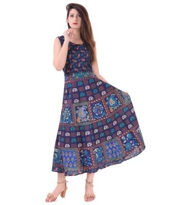 Jaipuri Stylist  Cotton Printed Women's Maxi Long Dress 1