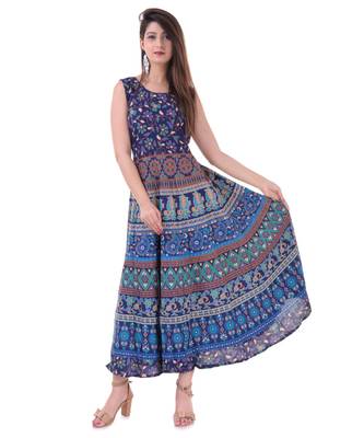Jaipuri Stylist  Cotton Printed Women's Maxi Long Dress 1