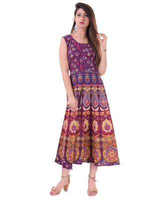 Jaipuri Stylist  Cotton Printed Women's Maxi Long Dress  1