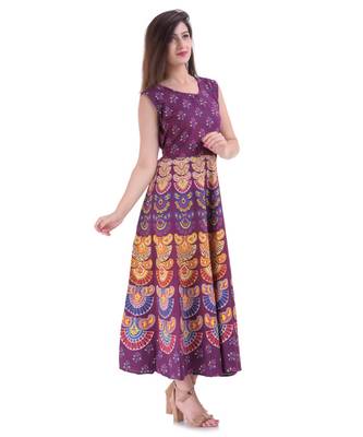 Jaipuri Stylist  Cotton Printed Women's Maxi Long Dress 3
