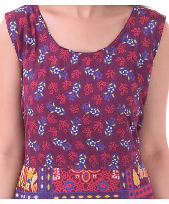 RUDRA Jaipuri Stylist  Cotton Printed Women's Maxi Long Dress (Free Size Upto 44-XXL) 4