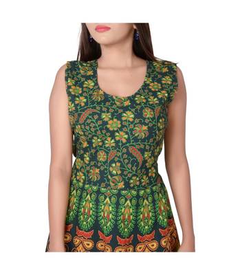 RUDRA Jaipuri Stylist  Cotton Printed Women's Maxi Long Dress (Free Size Upto 44-XXL) 3