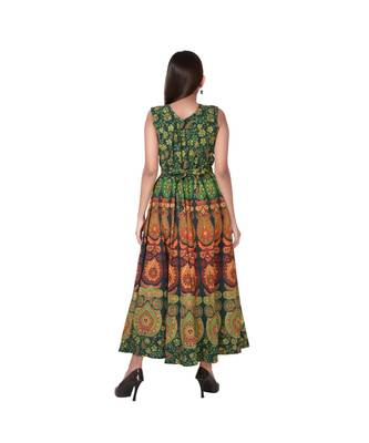 RUDRA Jaipuri Stylist  Cotton Printed Women's Maxi Long Dress (Free Size Upto 44-XXL) 4