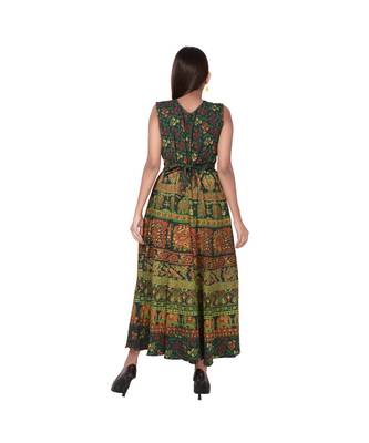 RUDRA Jaipuri Stylist  Cotton Printed Women's Maxi Long Dress (Free Size Upto 44-XXL) 3
