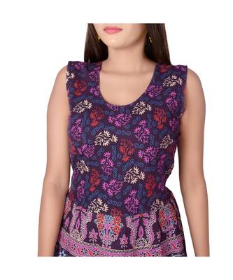 RUDRA Jaipuri Stylist  Cotton Printed Women's Maxi Long Dress (Free Size Upto 44-XXL) 3