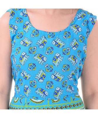 RUDRA Jaipuri Stylist  Cotton Printed Women's Maxi Long Dress (Free Size Upto 44-XXL) 4
