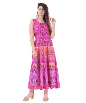 Jaipuri Stylist  Cotton Printed Women's Maxi Long Dress 1