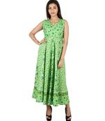 RUDRA Jaipuri Stylist  Cotton Printed Women's Maxi Long Dress (Free Size Upto 44-XXL)