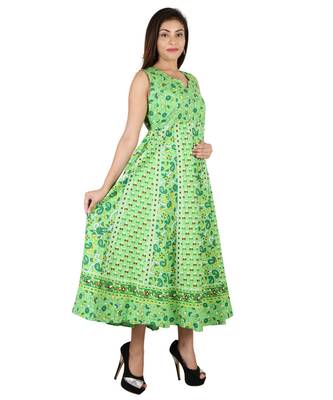 RUDRA Jaipuri Stylist  Cotton Printed Women's Maxi Long Dress (Free Size Upto 44-XXL) 3