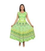 RUDRA Jaipuri Stylist  Cotton Printed Women's Maxi Long Dress (Free Size Upto 44-XXL)