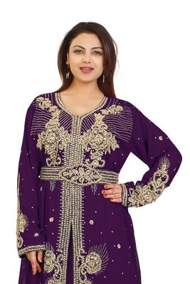 Purple Georgette Embroidered Zari Work Kaftan 2