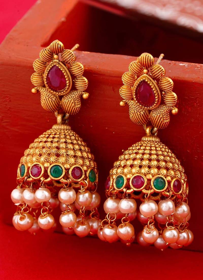 Southern Charisma Heavily Embellished Jhumka Earrings